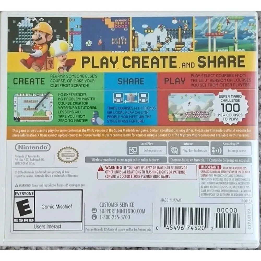 Super Mario Maker Nintendo 3DS Tested Working
